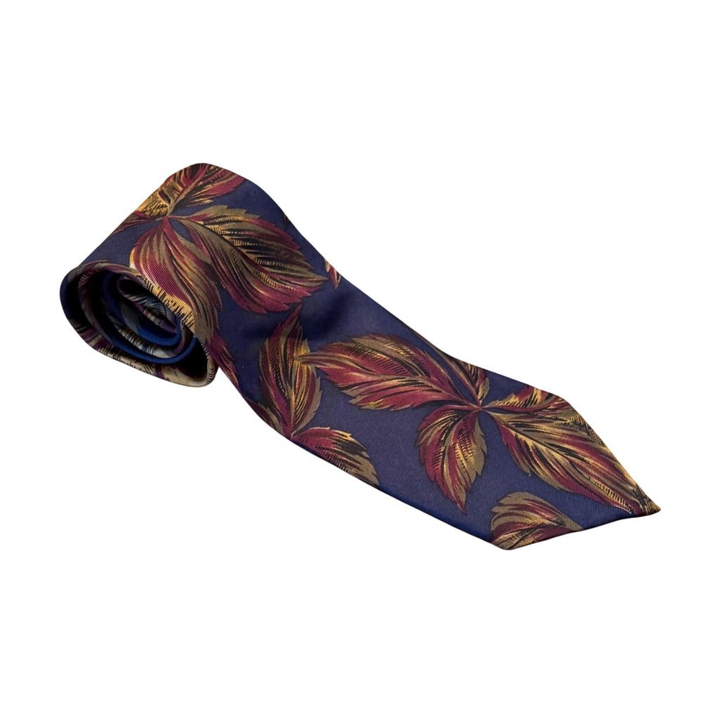 Vintage Christian Dior Monsieur Silk Tie Floral Leaf Print 90s Luxury 3.5" Art
